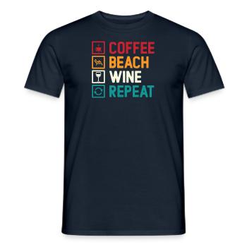 Café Beach Vin Vacances Caféine Coucher de soleil - T-shirt homme - marine - Devant - AI Model Male 178 light (178cm)