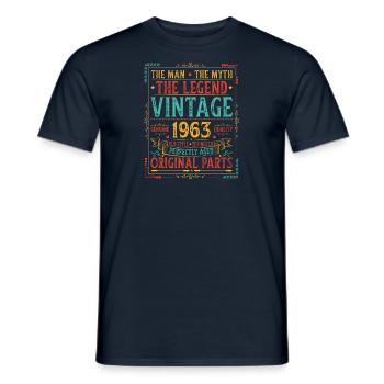 Geburtsjahr 1963 Vintage Geburtstag Legende 1963 - Männer T-Shirt - Navy - Vorne - AI Model Male 178 light (178cm)