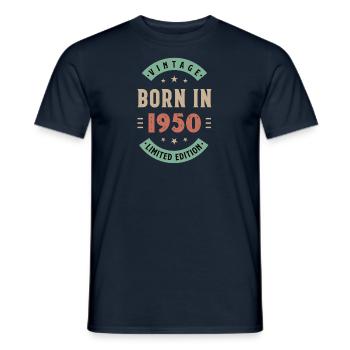 1950 born - birthday born 1950 - Men's T-Shirt - navy - Front - AI Model Male 178 light (178cm)
