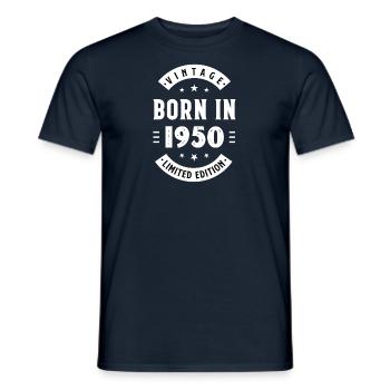 1950 born - birthday born 1950 - Men's T-Shirt - navy - Front - AI Model Male 178 light (178cm)