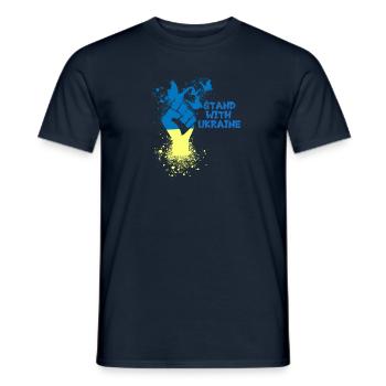 Stand with Ukraine, Ukraine, Graffiti - Männer T-Shirt - Navy - Vorne - AI Model Male 178 light (178cm)