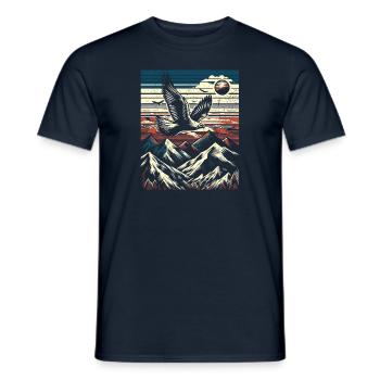 Fauconnerie Vintage rétro - Idées cadeaux volantes - T-shirt homme - marine - Devant - AI Model Male 178 light (178cm)
