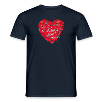 Heart, red hearts, red, love - Men's T-Shirt - navy - Front - AI Model Male 178 light (178cm)