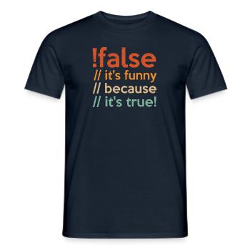 Programmer false true Computer Scientist Student Code - Men's T-Shirt - navy - Front - AI Model Male 178 light (178cm)