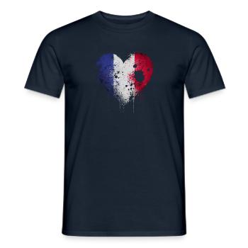 France coeur bleu blanc rouge - T-shirt homme - marine - Devant - AI Model Male 178 light (178cm)
