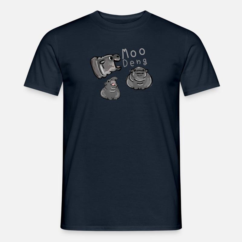 Moo Deng, Nilpferd, illustration, hippo - Männer T-Shirt - Navy