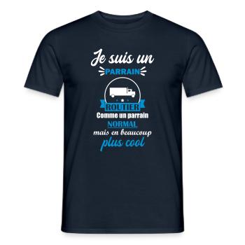 parrain routier, cadeau chauffeur routier - T-shirt homme - marine - Devant - AI Model Male 178 light (178cm)