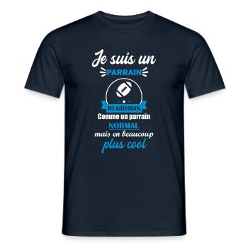 parrain rugbyman cool, cadeau rugby - T-shirt homme - marine - Devant - AI Model Male 178 light (178cm)