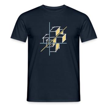 coordinate system. x-y-z axes. cube. - Men's T-Shirt - navy - Front - AI Model Male 178 light (178cm)