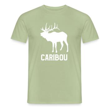 Personalized gift caribou deer print - Men's T-Shirt - sage - Front - AI Model Male 178 light (178cm)