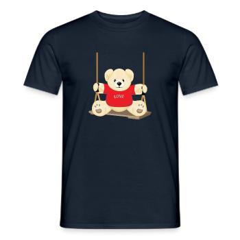 Teddy bear on the swing - T-shirt homme - marine - Devant - AI Model Male 178 light (178cm)