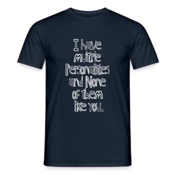 Citation drôle de personnalités multiples - T-shirt homme - marine - Devant - AI Model Male 178 light (178cm)