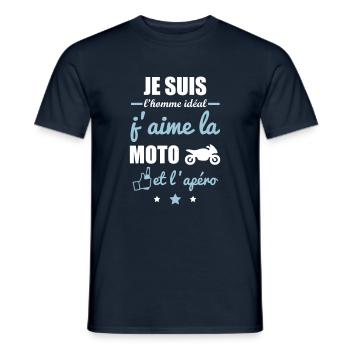 Homme idéal Moto, motard,cadeau - T-shirt homme - marine - Devant - AI Model Male 178 light (178cm)