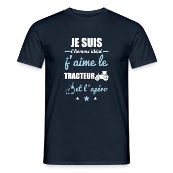Homme idéal Tracteur, agriculteur, agriculture - T-shirt homme - marine - Devant - AI Model Male 178 light (178cm)