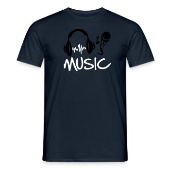music_27 - Men's T-Shirt - navy - Front - AI Model Male 178 light (178cm)