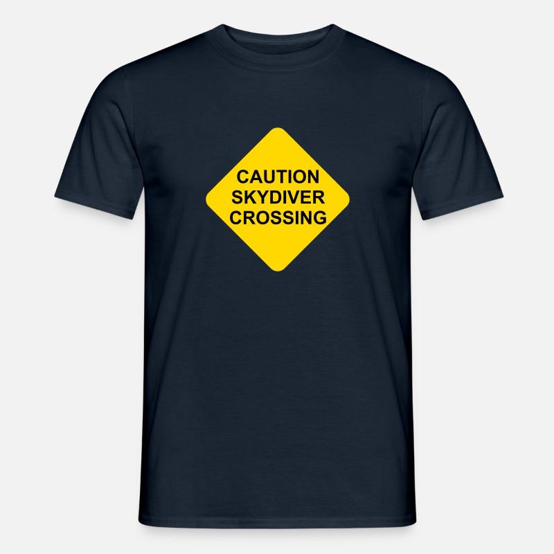 Schild Caution Skydiver Crossing - Männer T-Shirt - Navy