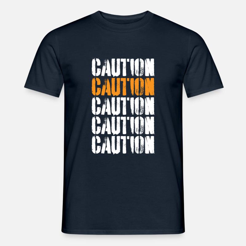 Caution Achtung - Männer T-Shirt - Navy