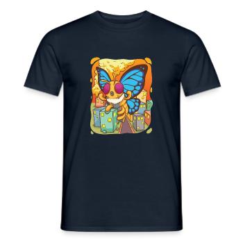 Sweet butterfly and the city - Men's T-Shirt - navy - Front - AI Model Male 178 light (178cm)