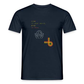 Live in your world, play in ours - T-shirt homme - marine - Devant - AI Model Male 178 light (178cm)