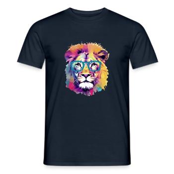 Lox the spectacled lion - Men's T-Shirt - navy - Front - AI Model Male 178 light (178cm)