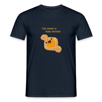 This Danish Is Pure Protein . Patisserie - Men's T-Shirt - navy - Front - AI Model Male 178 light (178cm)