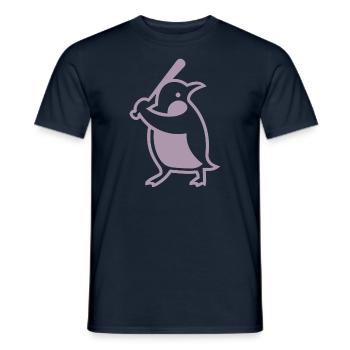 Silhouette de joueur de baseball pingouin - T-shirt homme - marine - Devant - AI Model Male 178 light (178cm)