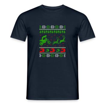 motocross ugly christmas jumper gift - Men's T-Shirt - navy - Front - AI Model Male 178 light (178cm)