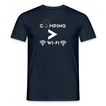Camping en Wifi - T-shirt homme - marine - Devant - AI Model Male 178 light (178cm)