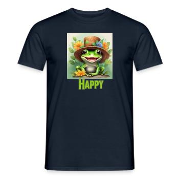 Ein glücklicher Frosch mit Wanderhut - Männer T-Shirt - Navy - Vorne - AI Model Male 178 light (178cm)