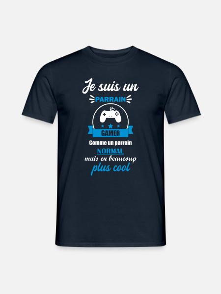 parrain gameur, cadeau geek, gamer, gaming - T-shirt homme - marine