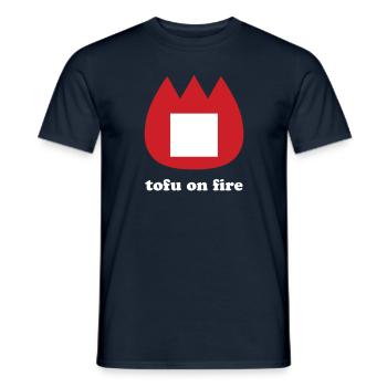 📛 tofu on fire - Men's T-Shirt - navy - Front - AI Model Male 178 light (178cm)