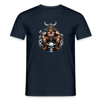 Wikinger mit Schädel - Männer T-Shirt - Navy - Vorne - AI Model Male 178 light (178cm)