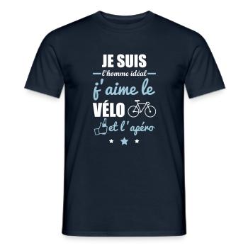 Homme idéal Vélo, cyclisme, cycliste - T-shirt homme - marine - Devant - AI Model Male 178 light (178cm)