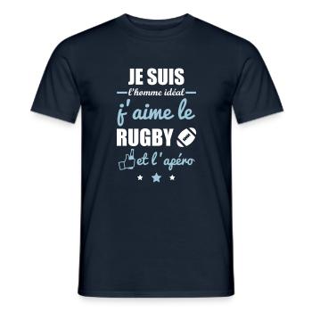 Homme idéal Rugby, rugbyman - T-shirt homme - marine - Devant - AI Model Male 178 light (178cm)