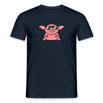 Sunglasses party cool pig - Men's T-Shirt - navy - Front - AI Model Male 178 light (178cm)