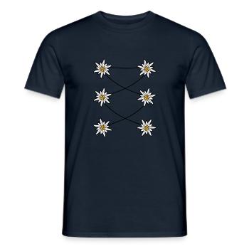 Dirndl Schuerze Edelweiss - Männer T-Shirt - Navy - Vorne - AI Model Male 178 light (178cm)