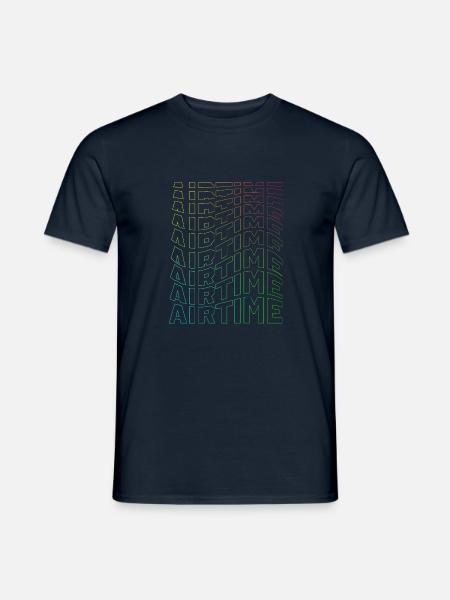 airtime textblock hollow wave rainbow - Männer T-Shirt - Navy