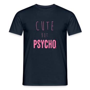 Dicton ironique - CUTE mais PSYCHO - T-shirt homme - marine - Devant - AI Model Male 178 light (178cm)