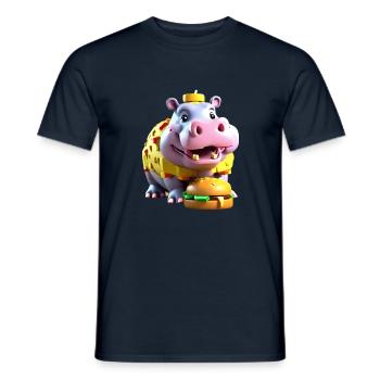 Cheesy Hippopotame Délice T-shirt - T-shirt homme - marine - Devant - AI Model Male 178 light (178cm)