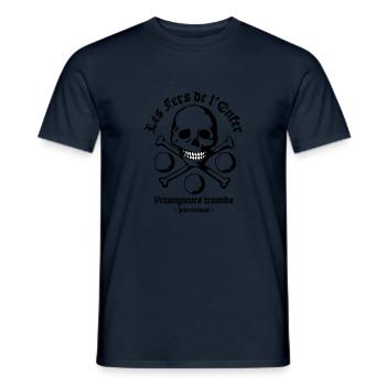 Les Fers de l'Enfer / The Irons of Hell - Pétanque - Men's T-Shirt - navy - Front - AI Model Male 178 light (178cm)