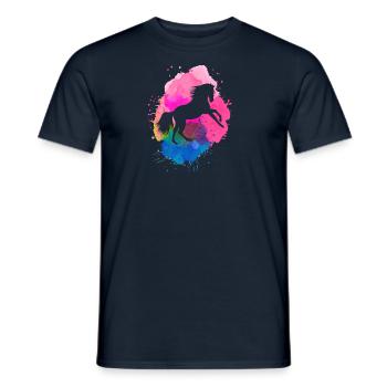 horse,watercolor,colorful,painting,horses,pink - Men's T-Shirt - navy - Front - AI Model Male 178 light (178cm)