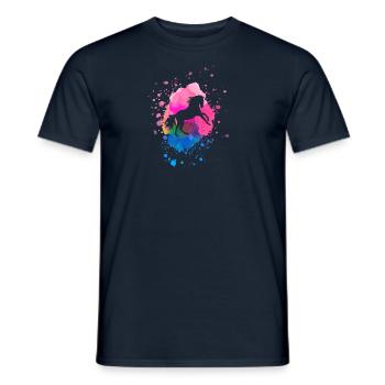 horse,watercolor,colorful,painting,horses,pink - Men's T-Shirt - navy - Front - AI Model Male 178 light (178cm)