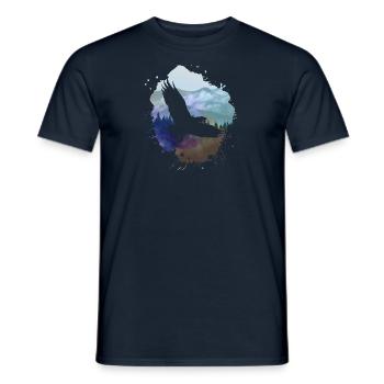 adler,malerei,grau,fliegen,vogel,berge,landschaft - Männer T-Shirt - Navy - Vorne - AI Model Male 178 light (178cm)
