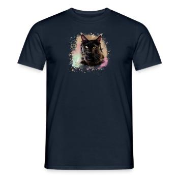 maincoon,katze,graffiti,malerei, Maine-Coon-Katze - Männer T-Shirt - Navy - Vorne - AI Model Male 178 light (178cm)