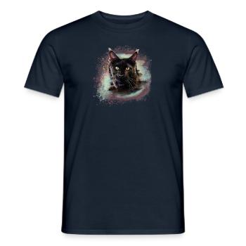 maincoon,katze,graffiti,malerei, Maine-Coon-Katze, - Männer T-Shirt - Navy - Vorne - AI Model Male 178 light (178cm)