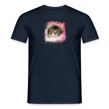 chaton, chat, graffiti, peinture, chat Maine Coon, - T-shirt homme - marine - Devant - AI Model Male 178 light (178cm)