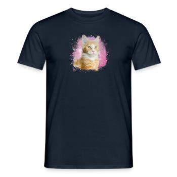 maincoon,katze,graffiti,malerei, Maine-Coon-Katze, - Männer T-Shirt - Navy - Vorne - AI Model Male 178 light (178cm)