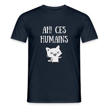 ah! ces humains - T-shirt homme - marine - Devant - AI Model Male 178 light (178cm)