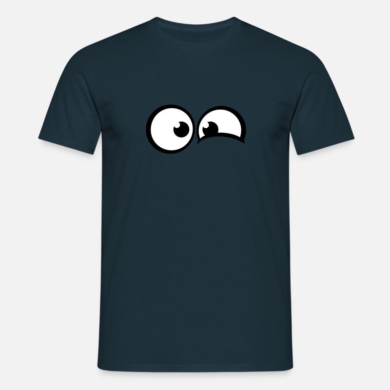 Ängstliche Comic Augen - Männer T-Shirt - Navy