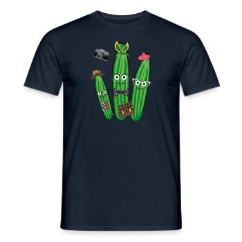 Trio de concombre,Concombre,Concombre,Rétro, Vintage,Lunettes - T-shirt homme - marine - Devant - AI Model Male 178 light (178cm)